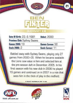 2007 Select AFL Supreme #21 Ben Fixter Back